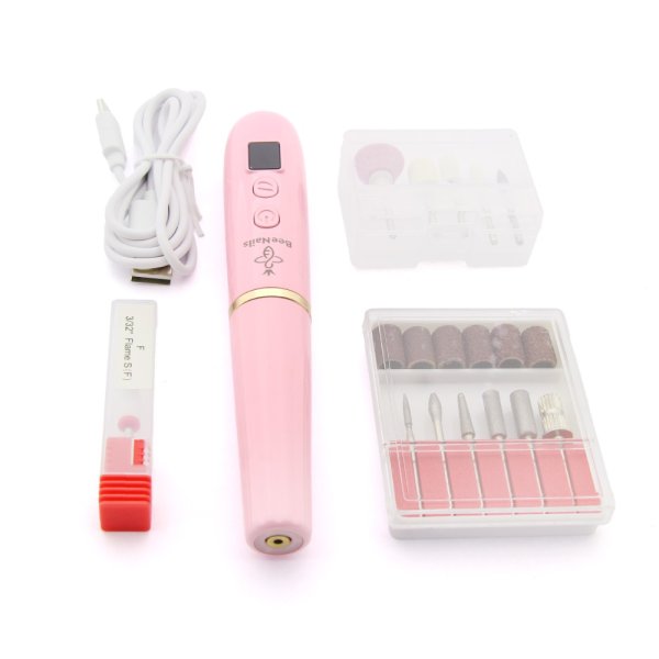 Bee Nails YA03-002 მანიკურის აპარატი (დატენვადი), 20 000 ბრუნი/წთ, ვარდისფერი